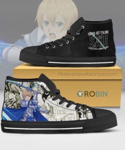 Eugeo Sword Art Online Anime Mixed Manga Style Canvas High Top Shoes (Kid and Adult size available)