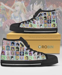 Fairy Tail Cute Chibi Face Style Anime Canvas High Top Shoes