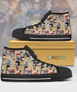 Fullmetal Alchemist Cute Chibi Face Style Anime Canvas High Top Shoes (Kid and Adult size available)