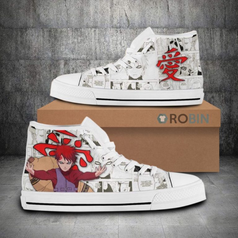 Gaara Naruto Anime Mixed Manga Style High Top Canvas Shoes