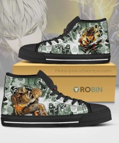 Genos One Punch Man Anime Mixed Manga Style High Top Canvas Shoes (Kid and Adult size available)