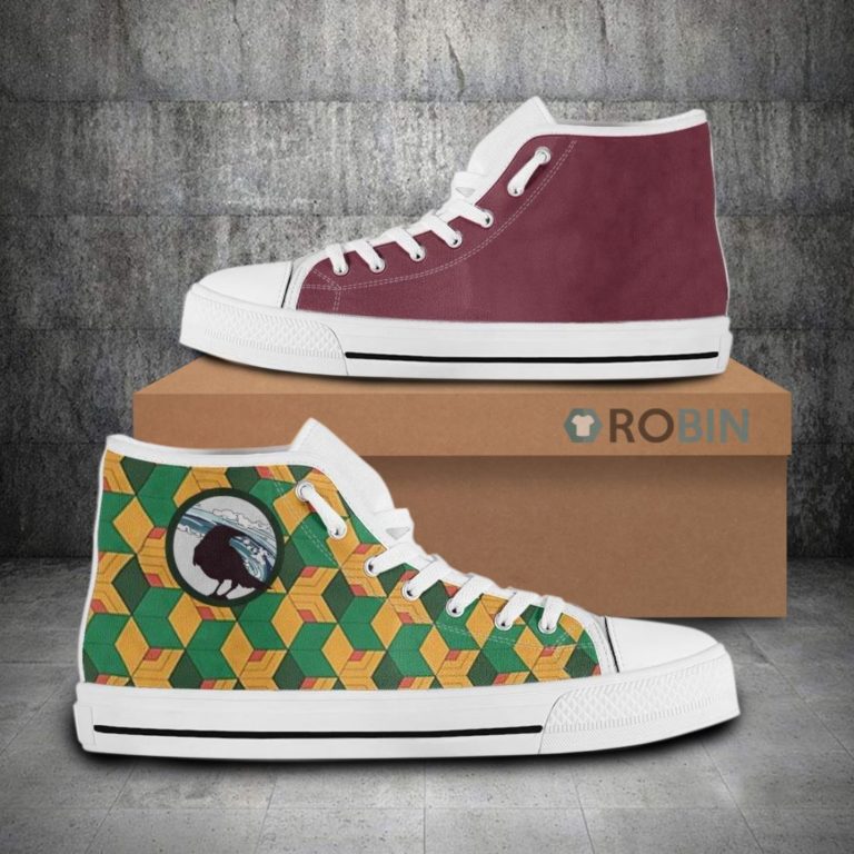 Giyuu Tomioka Demon Slayer Anime High Top Canvas Shoes (Kid and Adult size available)