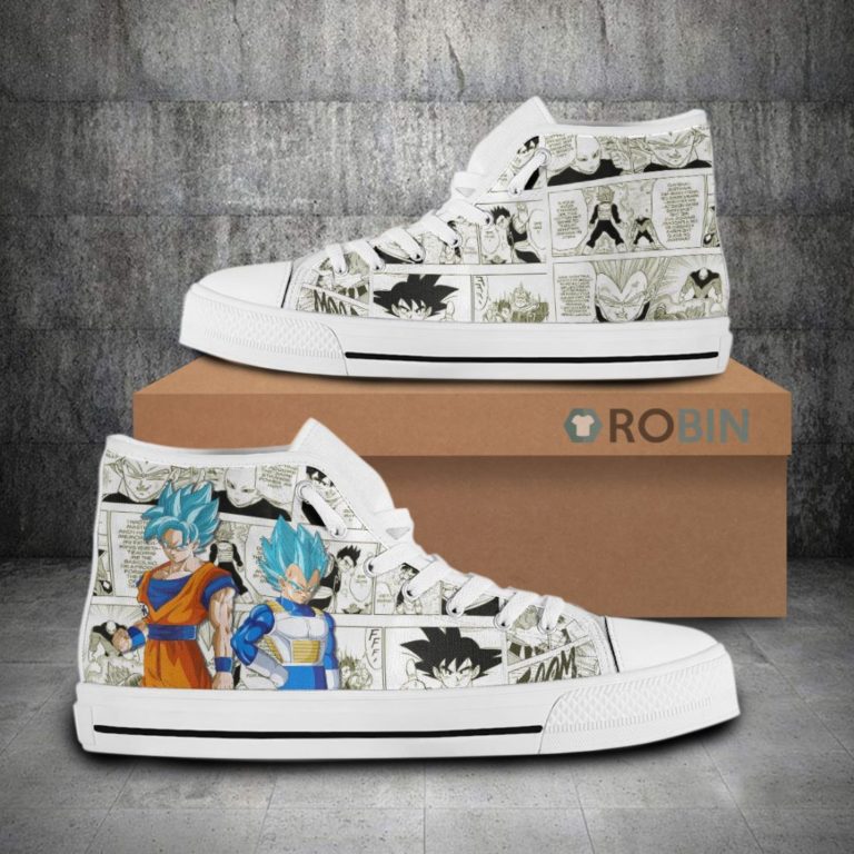 Goku x Vegeta Dragon Ball Super Anime Mixed Manga Style High Top Canvas Shoes