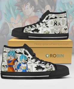 Goku x Vegeta Dragon Ball Super Anime Mixed Manga Style High Top Canvas Shoes Goku x Vegeta Dragon Ball Super Anime Mixed Manga Style High Top Canvas Shoes