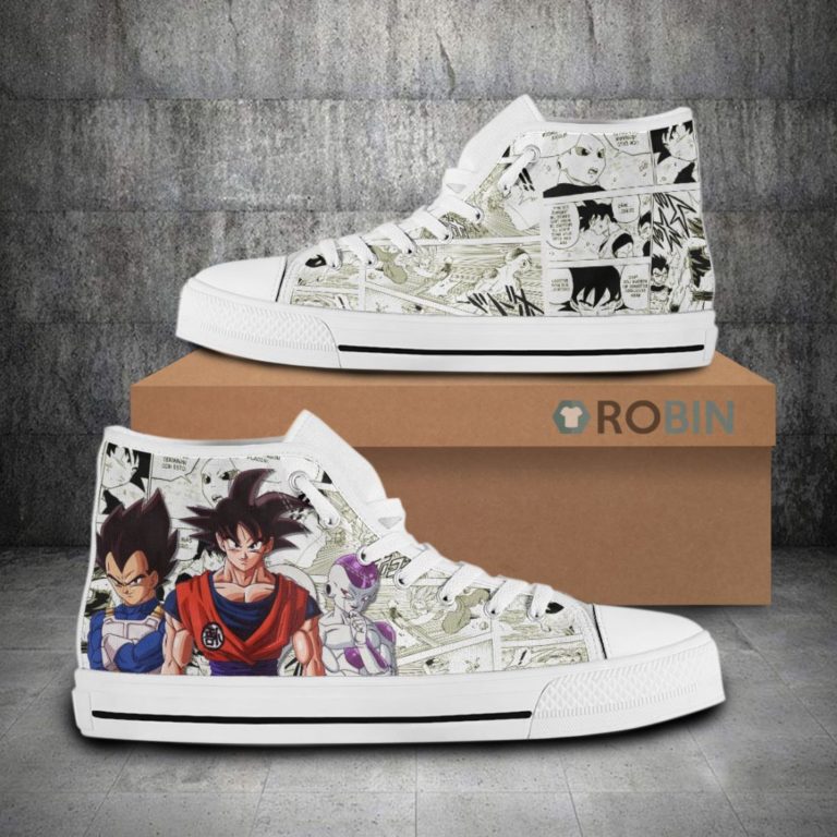 Goku x Vegeta x Frieza Dragon Ball Anime Mixed Manga Style Canvas High Top Shoes (Kid and Adult size available)