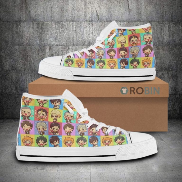 Haikyuu Cute Chibi Face Anime Canvas High Top Shoes