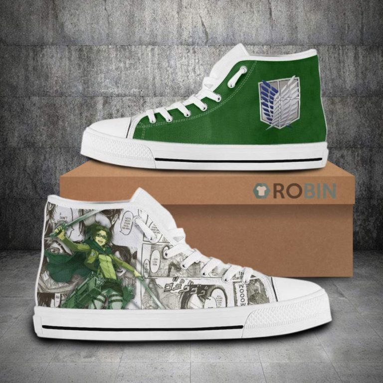 Hange Zoe Attack on Titan Anime Mixed Manga Style Canvas High Top Shoes