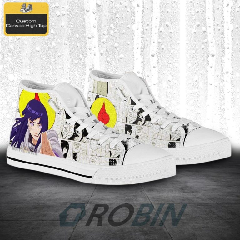 Hinata Hyuga Naruto Anime Mixed Manga Canvas High Top Shoes