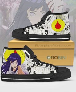 Hinata Hyuga Naruto Anime Mixed Manga Canvas High Top Shoes