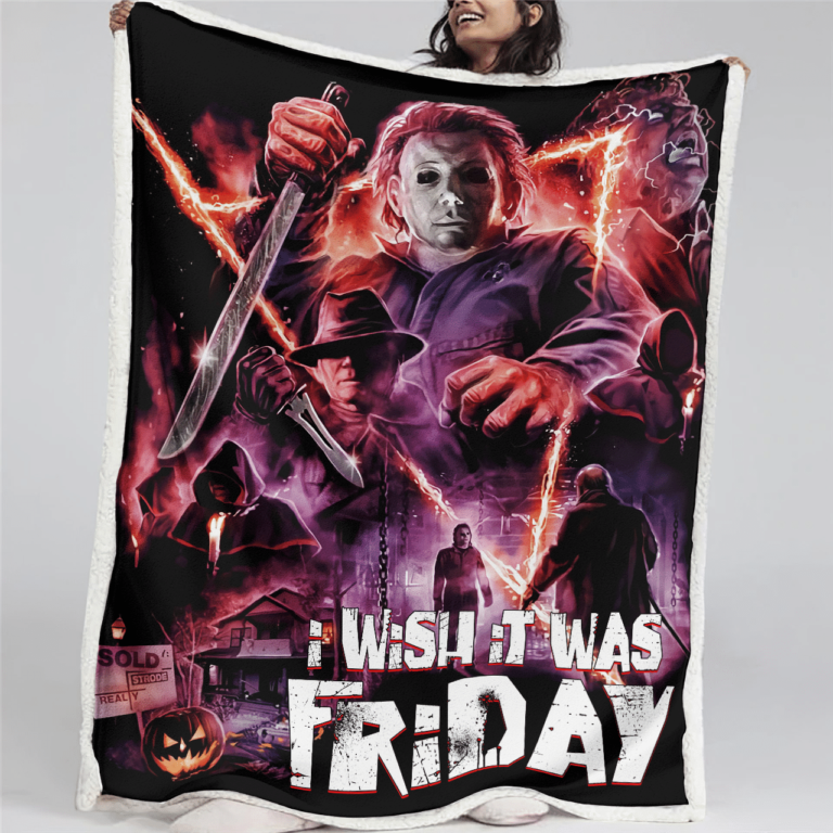 Horror Characters Michael Myers I Wish It Was Friday Quilt Blanket