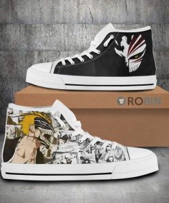 Ichigo Kurosaki Bleach Anime Mixed Manga Canvas High Top Shoes