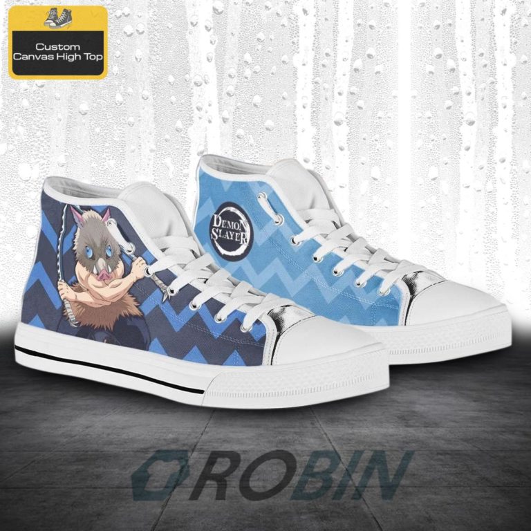 Inosuke Demon Slayer Anime Pattern Canvas High Top Shoes