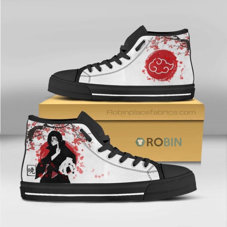 Itachi Akatsuki Naruto Anime Canvas High Top Shoes