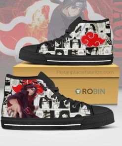 Itachi Uchiha Naruto Anime Mixed Manga Style High Top Canvas Shoes Itachi Uchiha Naruto Anime Mixed Manga Style High Top Canvas Shoes
