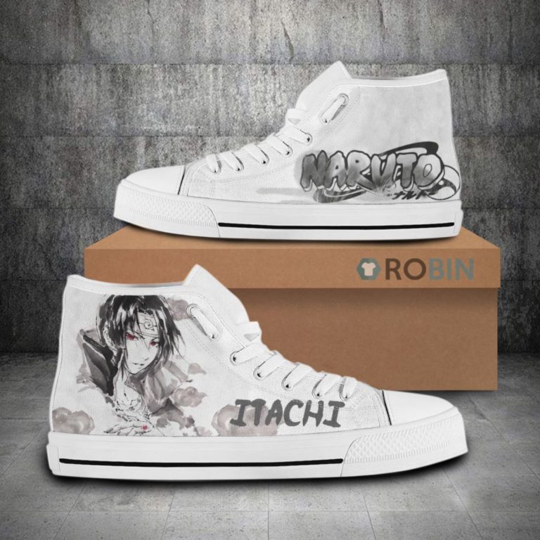 Itachi Uchiha Naruto Water Color Anime Canvas High Top Shoes