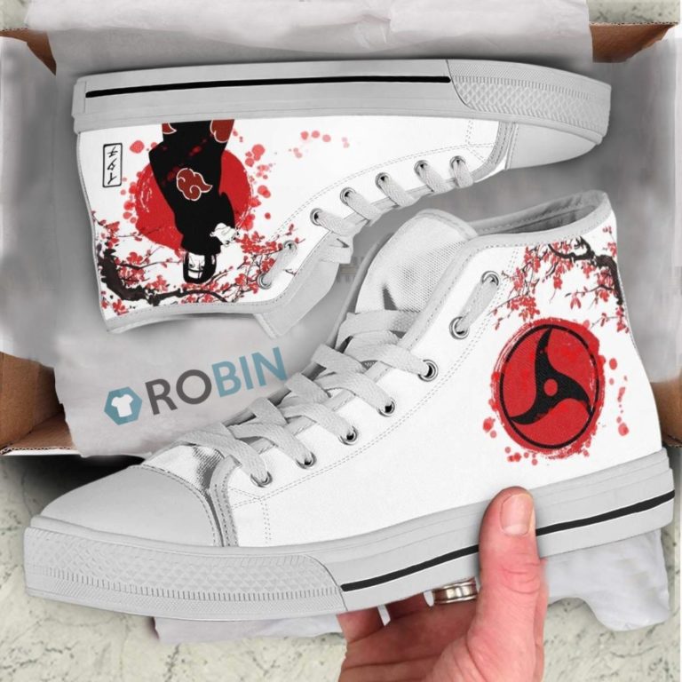 Itachi Uchiha Sharingan Naruto Anime Canvas High Top Shoes (Kid and Adult size available)