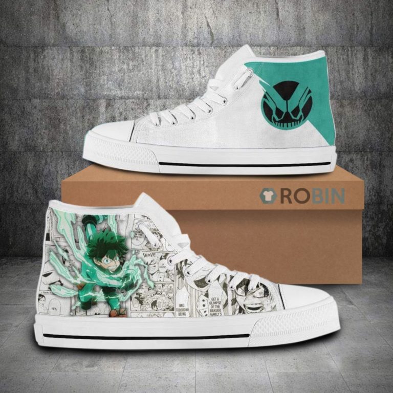 Izuku Midoriya My Hero Academia Anime Mixed Manga Style Canvas High Top Shoes