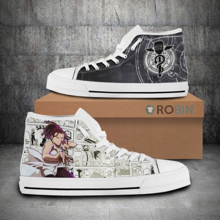 Izumi Curtis Fullmetal Alchemist Anime Mixed Manga Style Canvas High Top Shoes