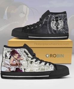 Izumi Curtis Fullmetal Alchemist Anime Mixed Manga Style Canvas High Top Shoes