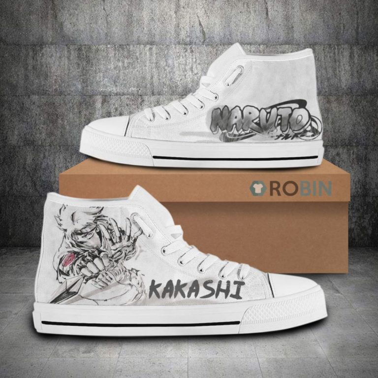 Kakashi Hatake Naruto Water Color Anime Painted Canvas High Top Shoes