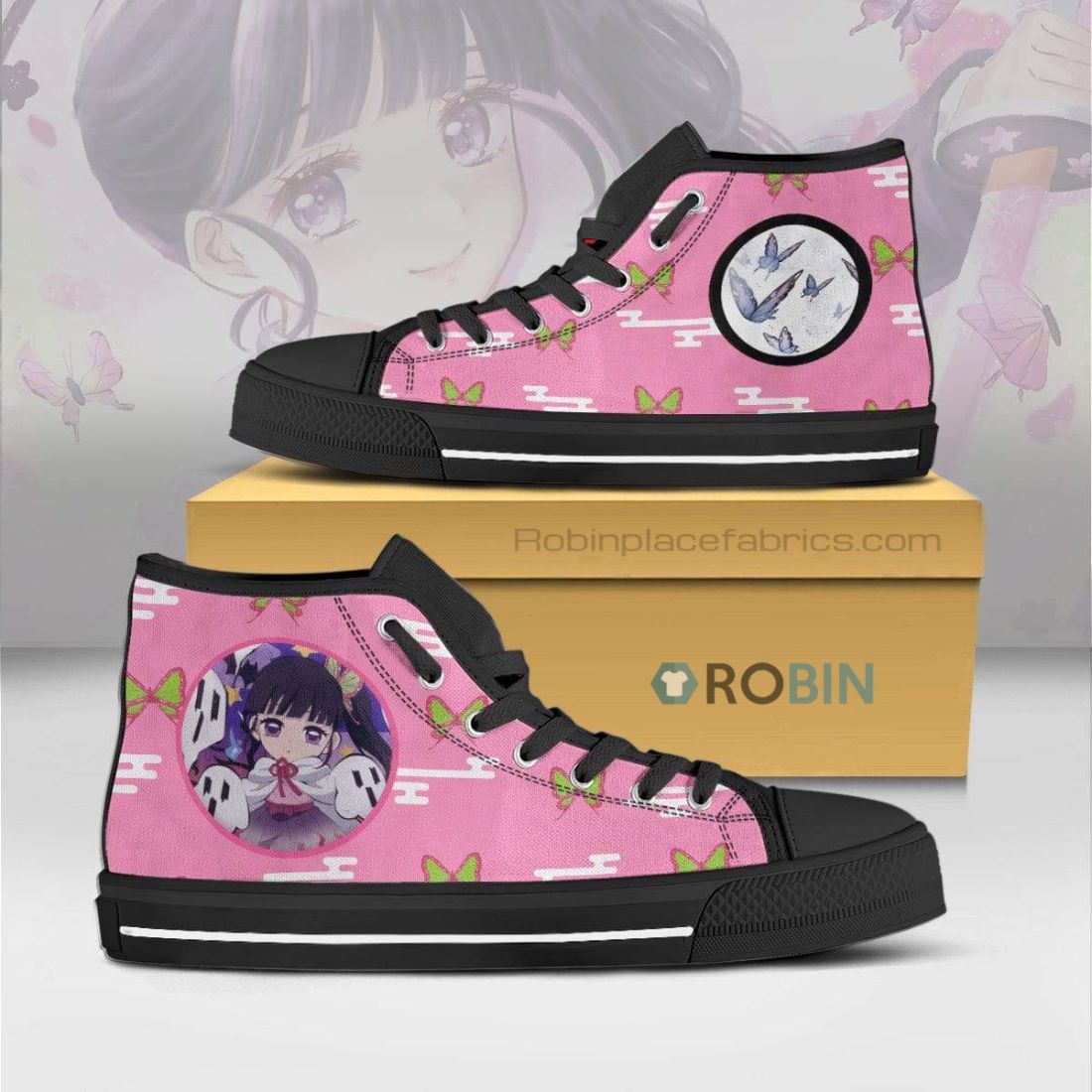 Kanao Tsuyuri Demon Slayer Anime High Top Canvas Shoes (Kid and Adult ...