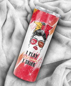 Girl With Kansas City Chiefs Custom Name Skinny Tumbler Girl With Kansas City Chiefs Custom Name Skinny Tumbler