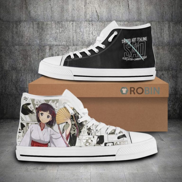 Kirigaya Suguha Sword Art Online Anime Mixed Manga Style Canvas High Top Shoes