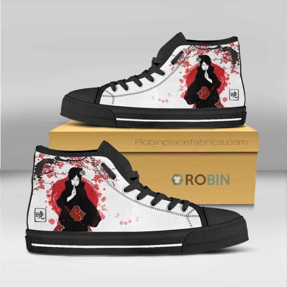 Konan Akatsuki Naruto Anime High Top Canvas Shoes - RobinPlaceFabrics