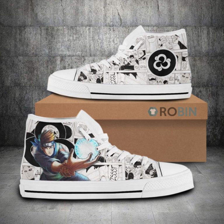 Konohamaru Naruto Anime Mixed Manga Style Canvas High Top Shoes (Kid and Adult size available)