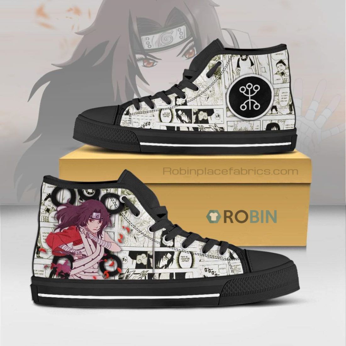 Kurenai Naruto Anime Mixed Manga Style Canvas High Top Shoes ...
