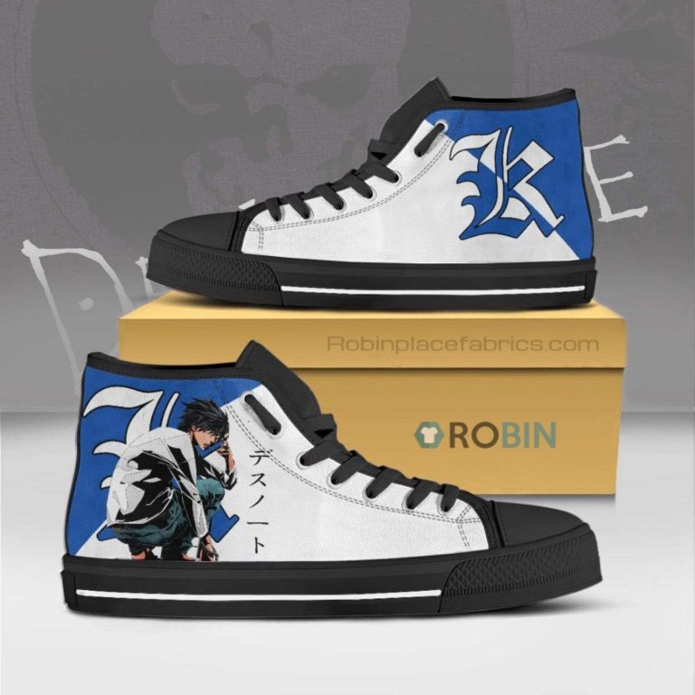 L Death Note Anime Canvas High Top Shoes (Kid and Adult size available)