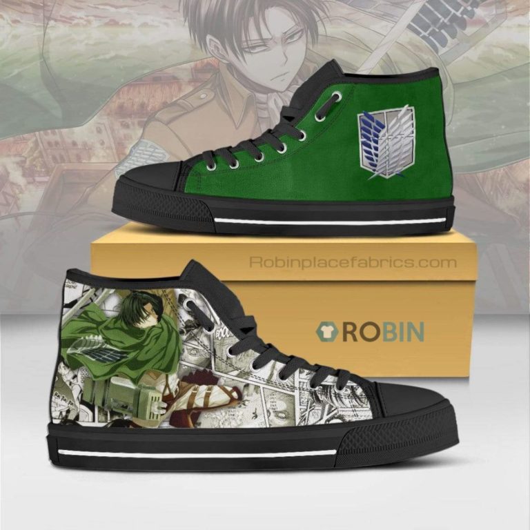 Levi Ackerman Attack on Titan Anime Mixed Manga Canvas High Top Shoes