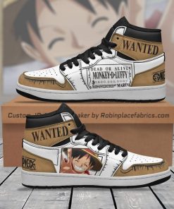 Luffy Wanted JD Sneakers Custom One Piece Anime Shoes Luffy Wanted JD Sneakers Custom One Piece Anime Shoes