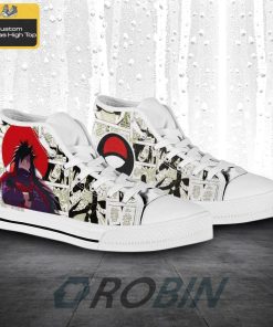 Madara Uchiha Naruto Anime Mixed Manga Style Canvas High Top Shoes (Kid and Adult size available)