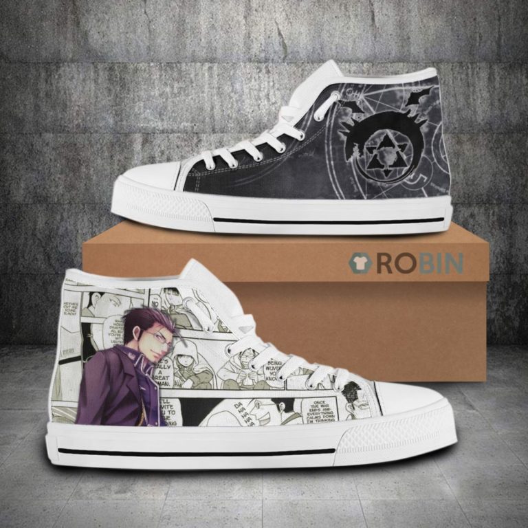 Maes Hughes Fullmetal Alchemist Anime Mixed Manga Style Canvas High Top Shoes