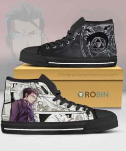 Maes Hughes Fullmetal Alchemist Anime Mixed Manga Style Canvas High Top Shoes