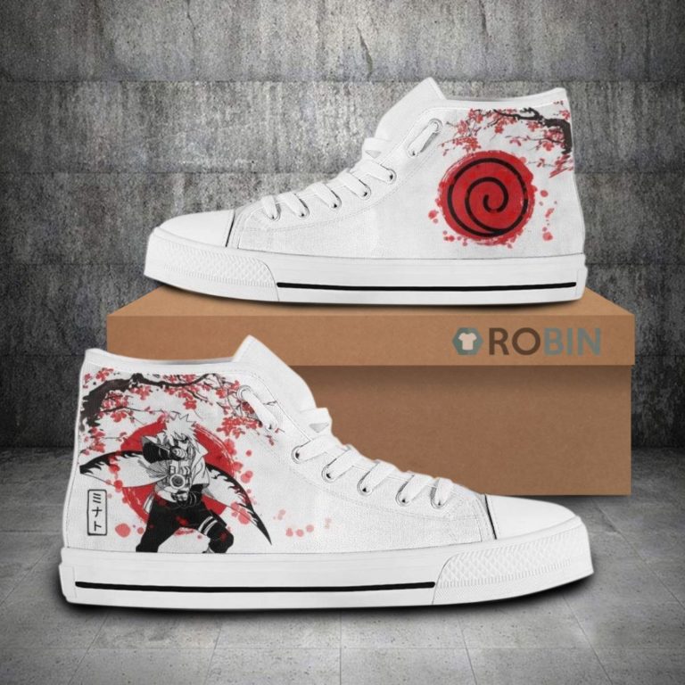 Minato Namikaze Naruto Anime Mixed Manga Style Canvas High Top Shoes (Kid and Adult size available)