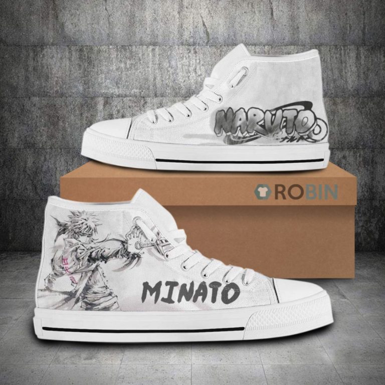 Minato Namikaze Naruto Water Color Anime Canvas High Top Shoes
