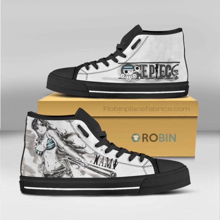Nami One Piece Anime Watercolor Canvas High Top Shoes