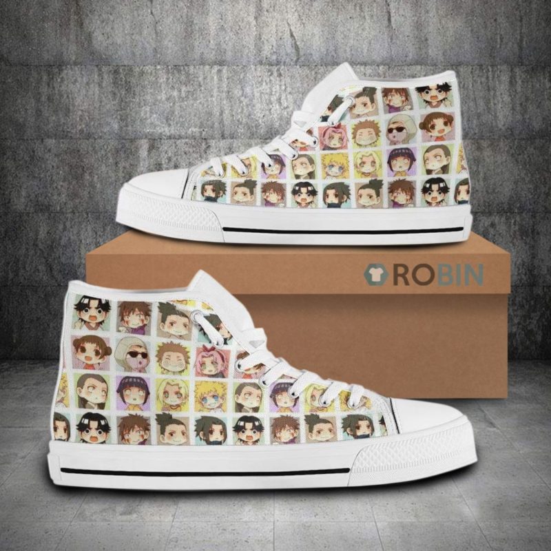 Naruto Cute Chibi Face Anime High Top Canvas Shoes (Kid and Adult size ...