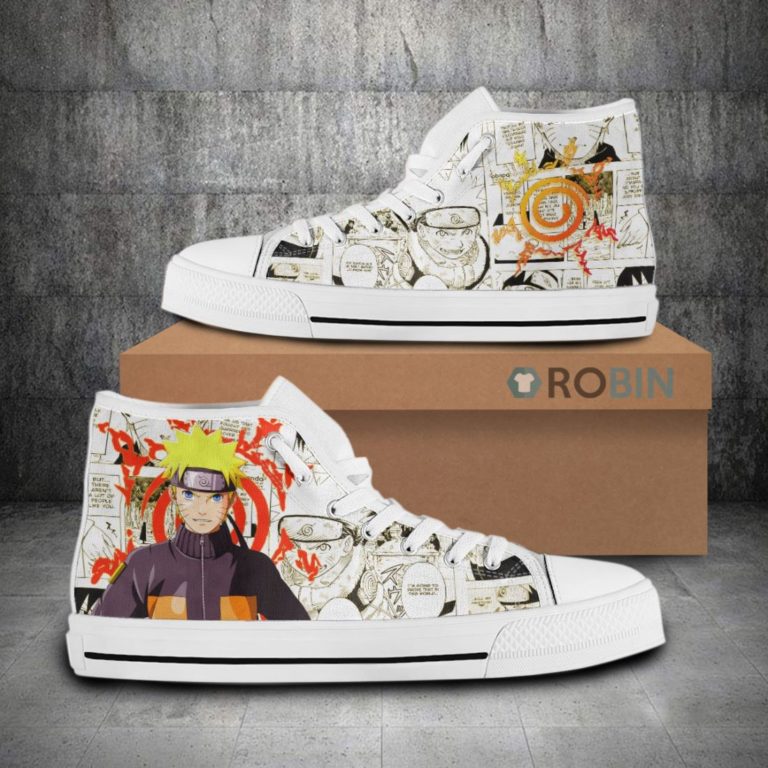 Naruto Uzumaki Naruto Anime Mixed Manga Style High Top Canvas Shoes