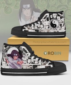 Neji Naruto Anime Mixed Manga High Top Canvas Shoes (Kid and Adult size available)
