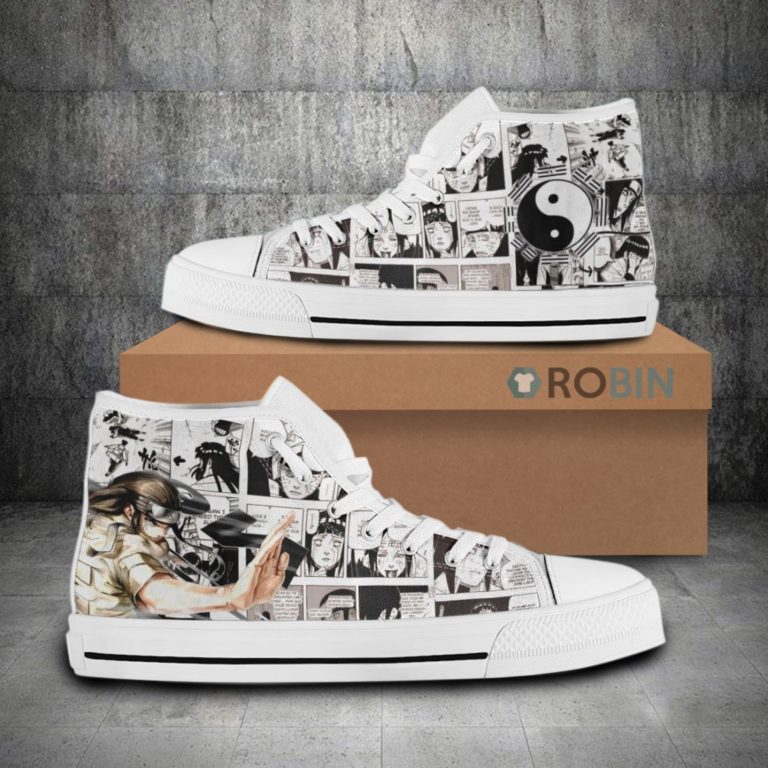 Neji Hyuga Naruto Anime Mixed Manga Style Canvas High Top Shoes