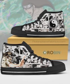 Neji Hyuga Naruto Anime Mixed Manga Style Canvas High Top Shoes
