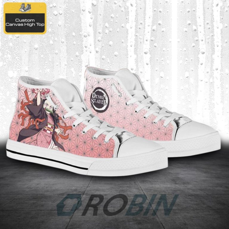 Nezuko Demon Slayer Anime Pattern Canvas High Top Shoes