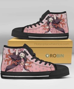 Nezuko Demon Slayer Anime Pattern Canvas High Top Shoes Nezuko Demon Slayer Anime Pattern Canvas High Top Shoes