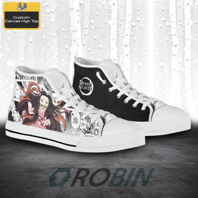 Nezuko Demon Slayer Anime Mixed Manga High Top Canvas Shoes