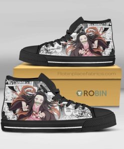 Nezuko Demon Slayer Anime Mixed Manga High Top Canvas Shoes