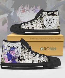 Obito Uchiha Naruto Anime Mixed Manga Style Canvas High Top Shoes