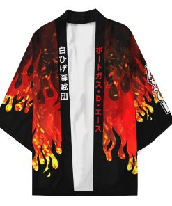 One Piece Ace All Over Print Kimono